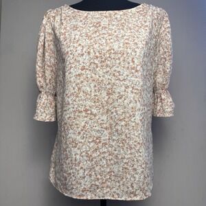 Nordstrom Rack Women's Ruffle Sleeve Top Blouse All Over Print Blouse Size Small